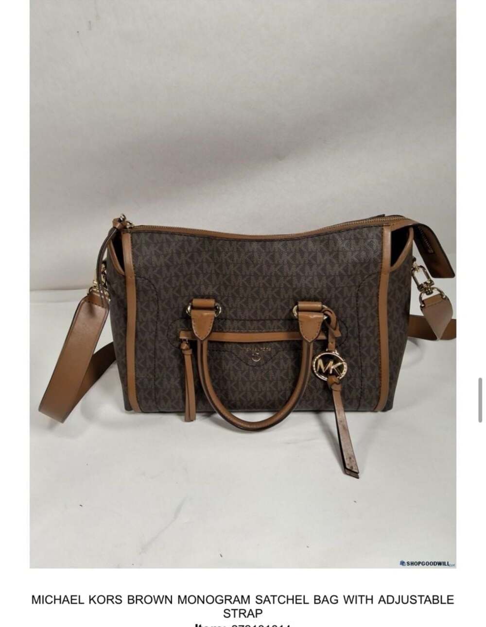 Michael Kors Carine Medium Satchel Bag in Brown Monogram